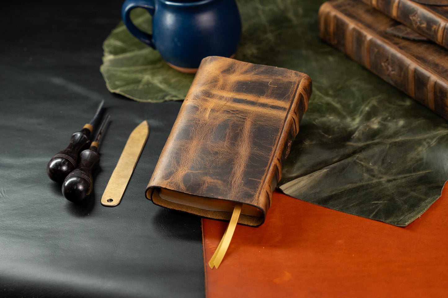 Compact KJV Large Print Bible - Full Grain Leather Magnetic Flap Cover