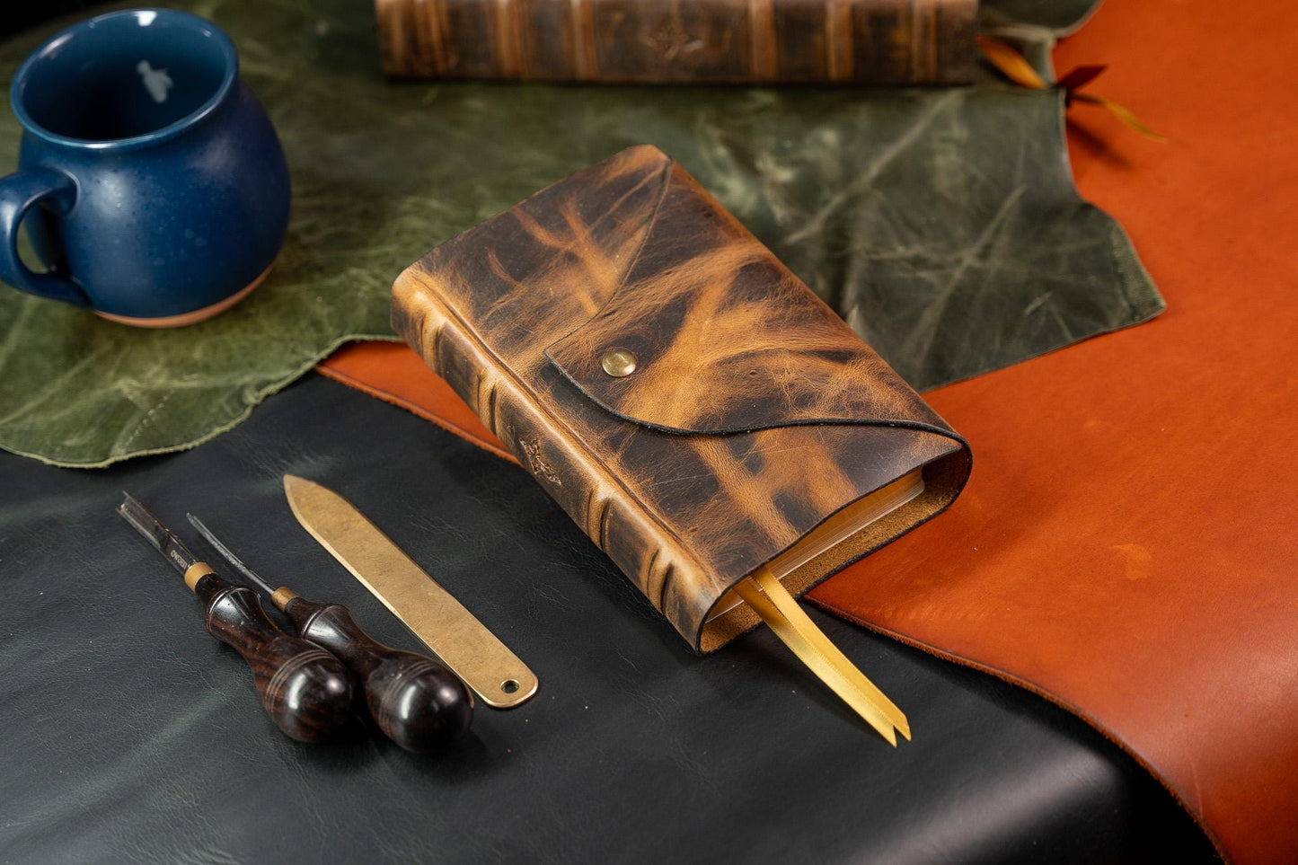 Compact KJV Large Print Bible - Full Grain Leather Magnetic Flap Cover