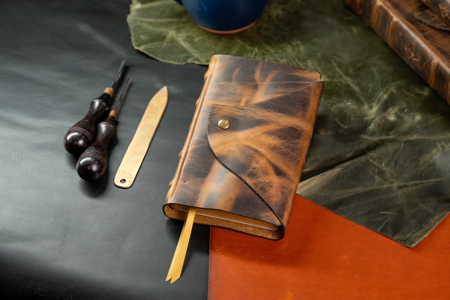Compact KJV Large Print Bible - Full Grain Leather Magnetic Flap Cover