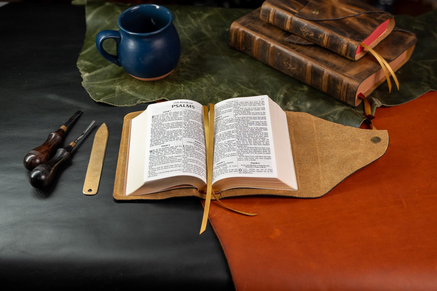 Compact KJV Large Print Bible - Full Grain Leather Magnetic Flap Cover