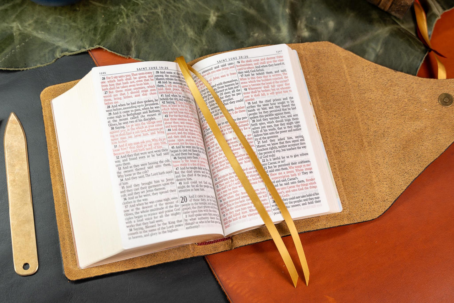 Compact KJV Large Print Bible - Full Grain Leather Magnetic Flap Cover
