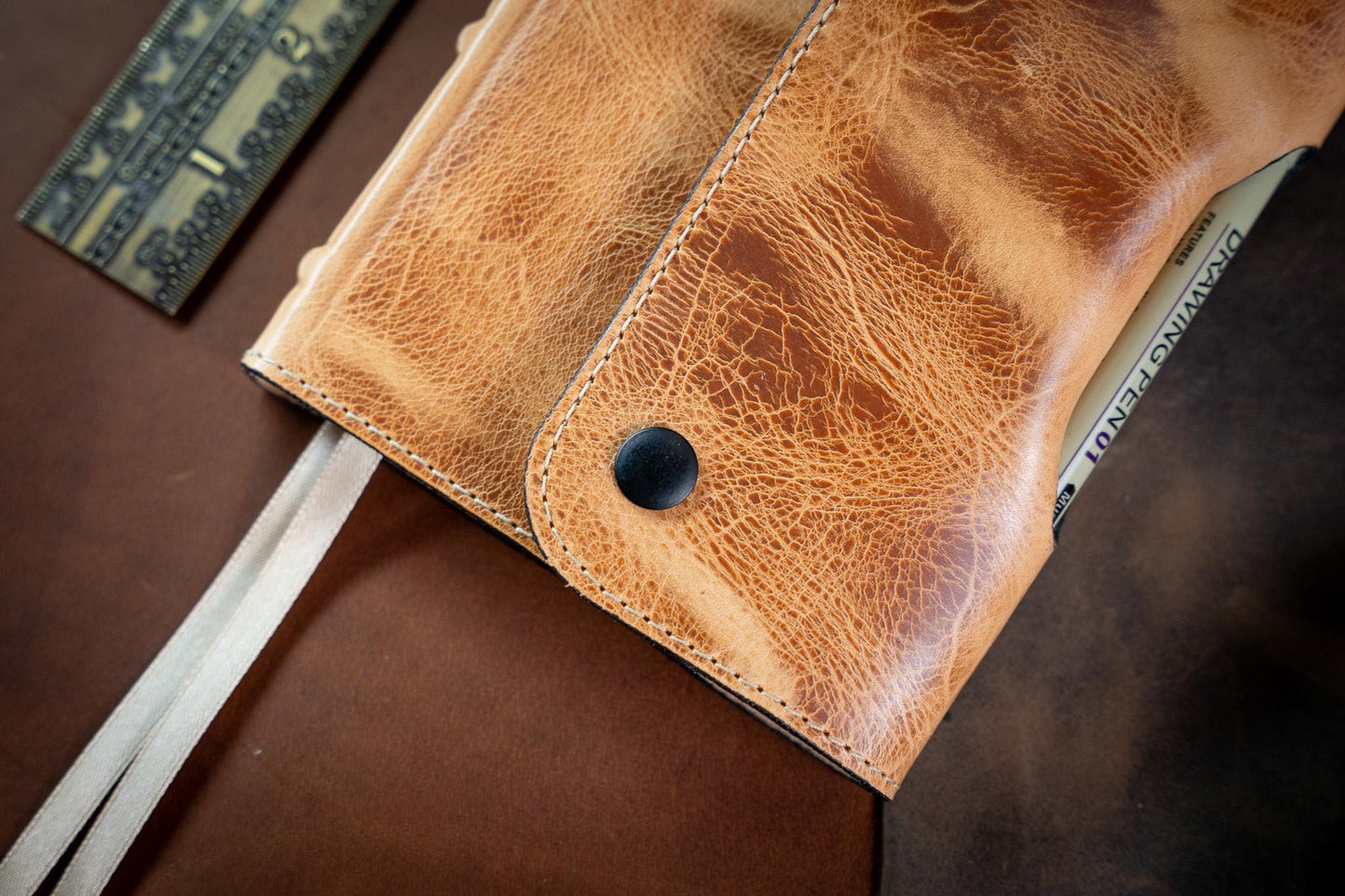 NASB 1995 Compact Bible - PREMIUM Full Grain Leather with built in pen loop