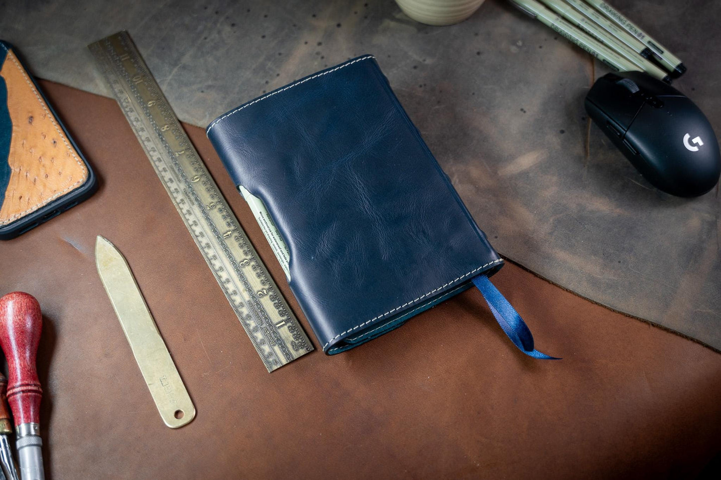 NASB 1995 Compact Bible - PREMIUM Full Grain Leather with built in pen loop