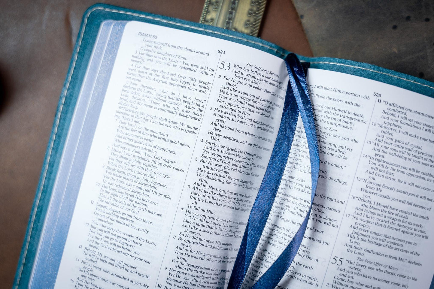 NASB 1995 Compact Bible - PREMIUM Full Grain Leather with built in pen loop