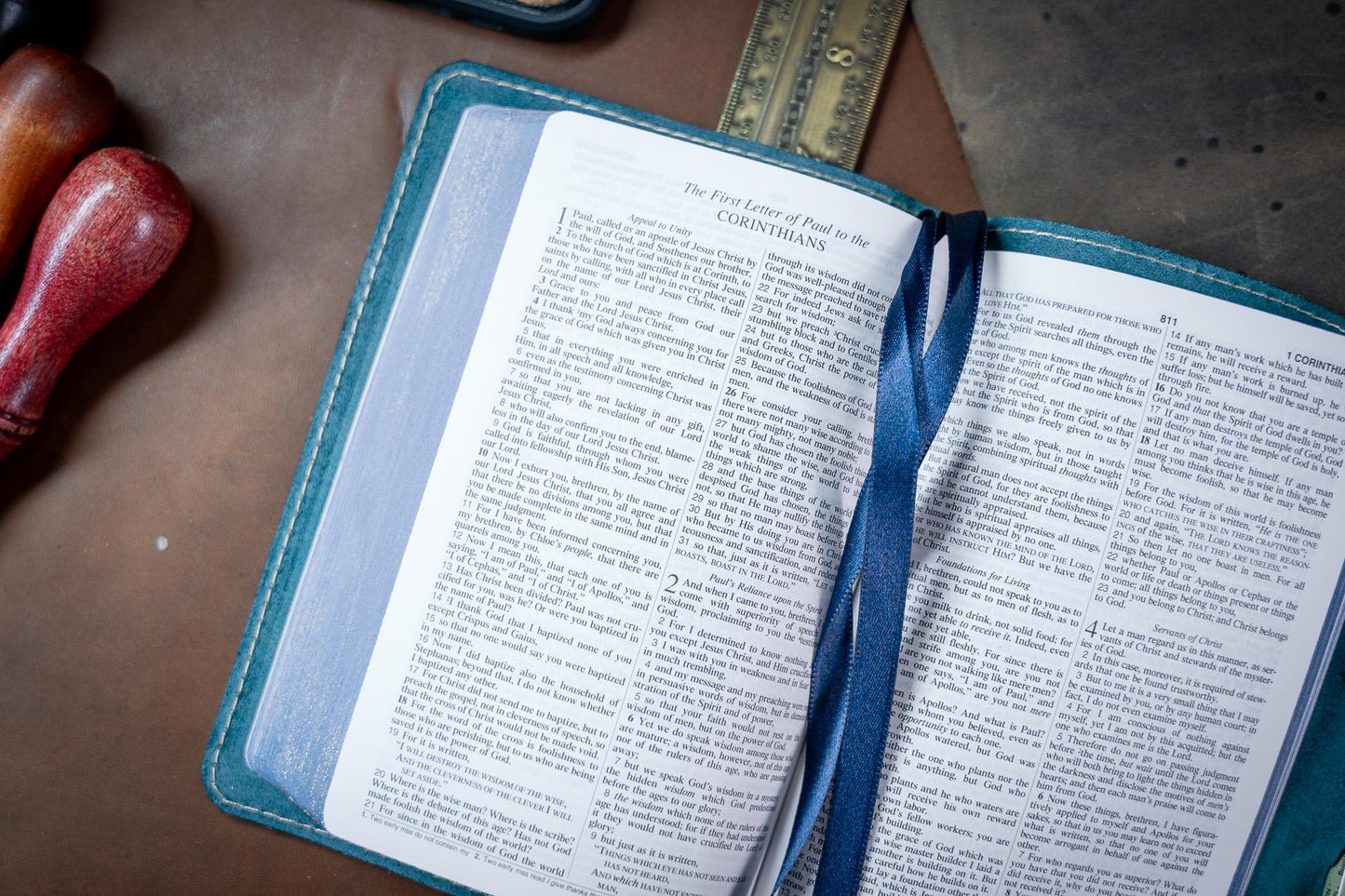 NASB 1995 Compact Bible - PREMIUM Full Grain Leather with built in pen loop