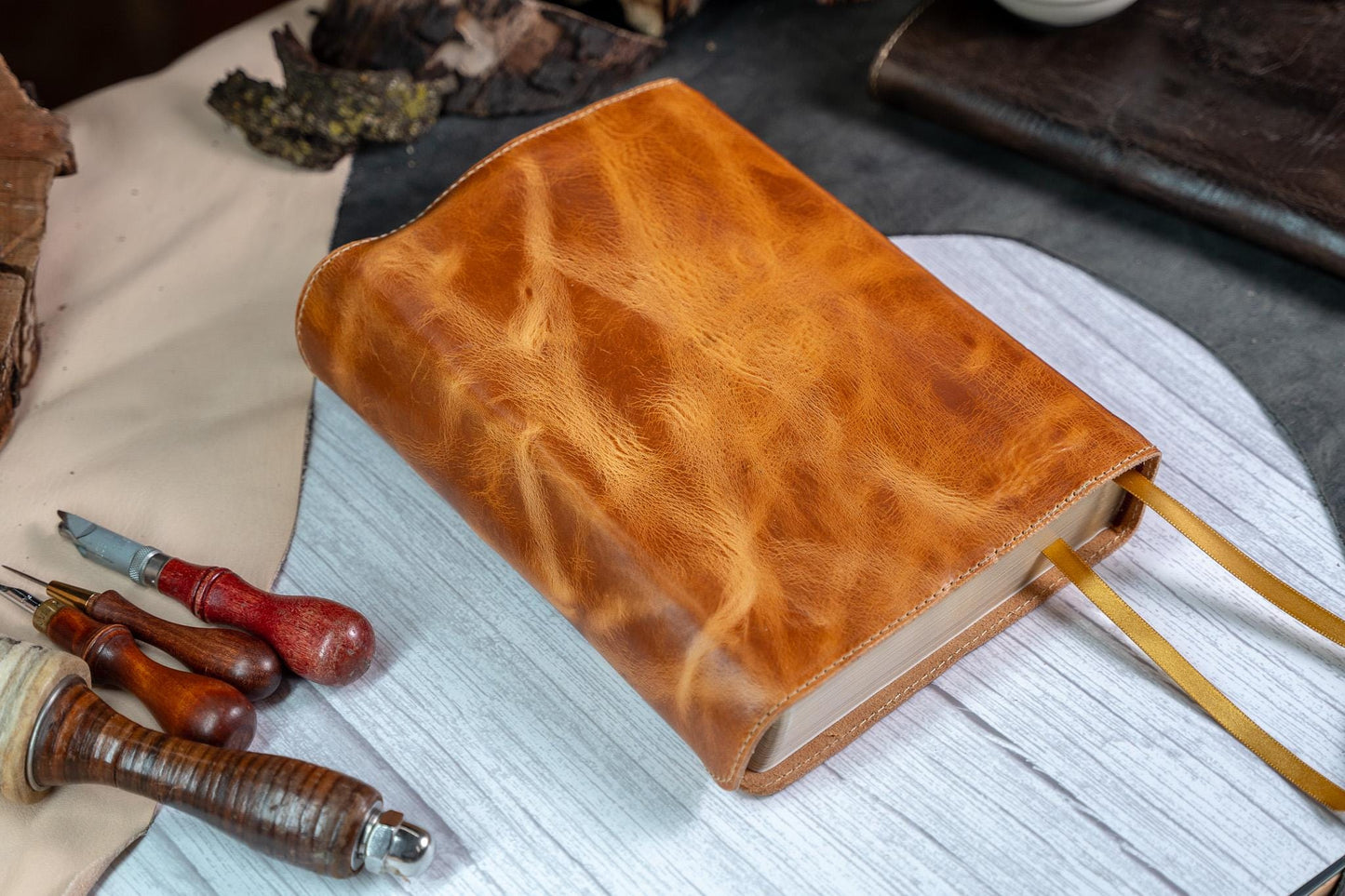 NKJV MacArthur Study Bible Premium Badalassi Leather - Full Grain Vegetable Tan