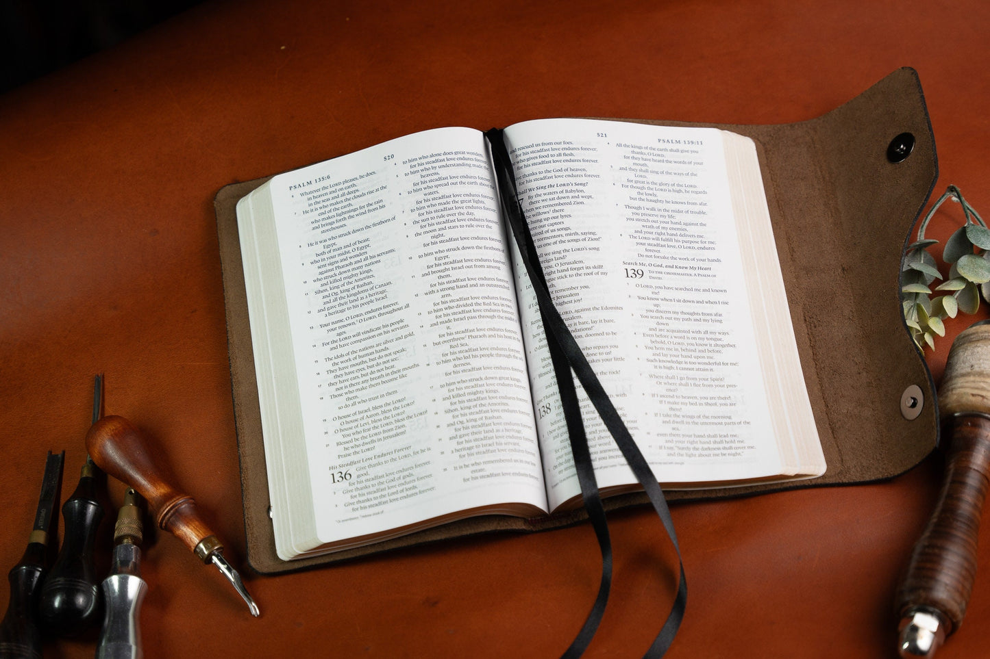 ESV Thinline Bible Rebound in CrazyHorse Gaucho Full Grain Leather