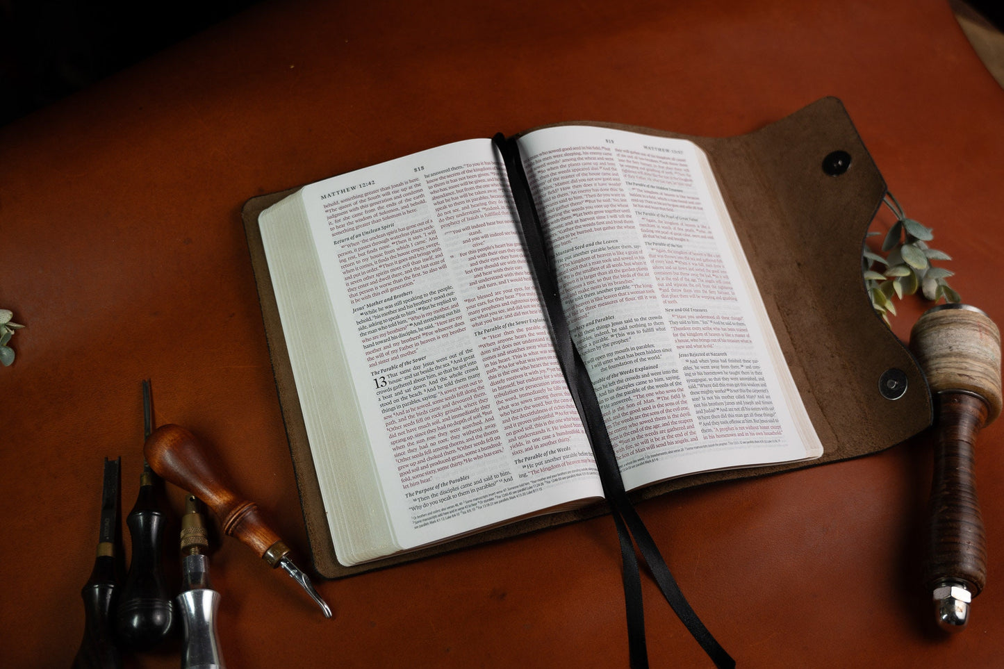 ESV Thinline Bible Rebound in CrazyHorse Gaucho Full Grain Leather