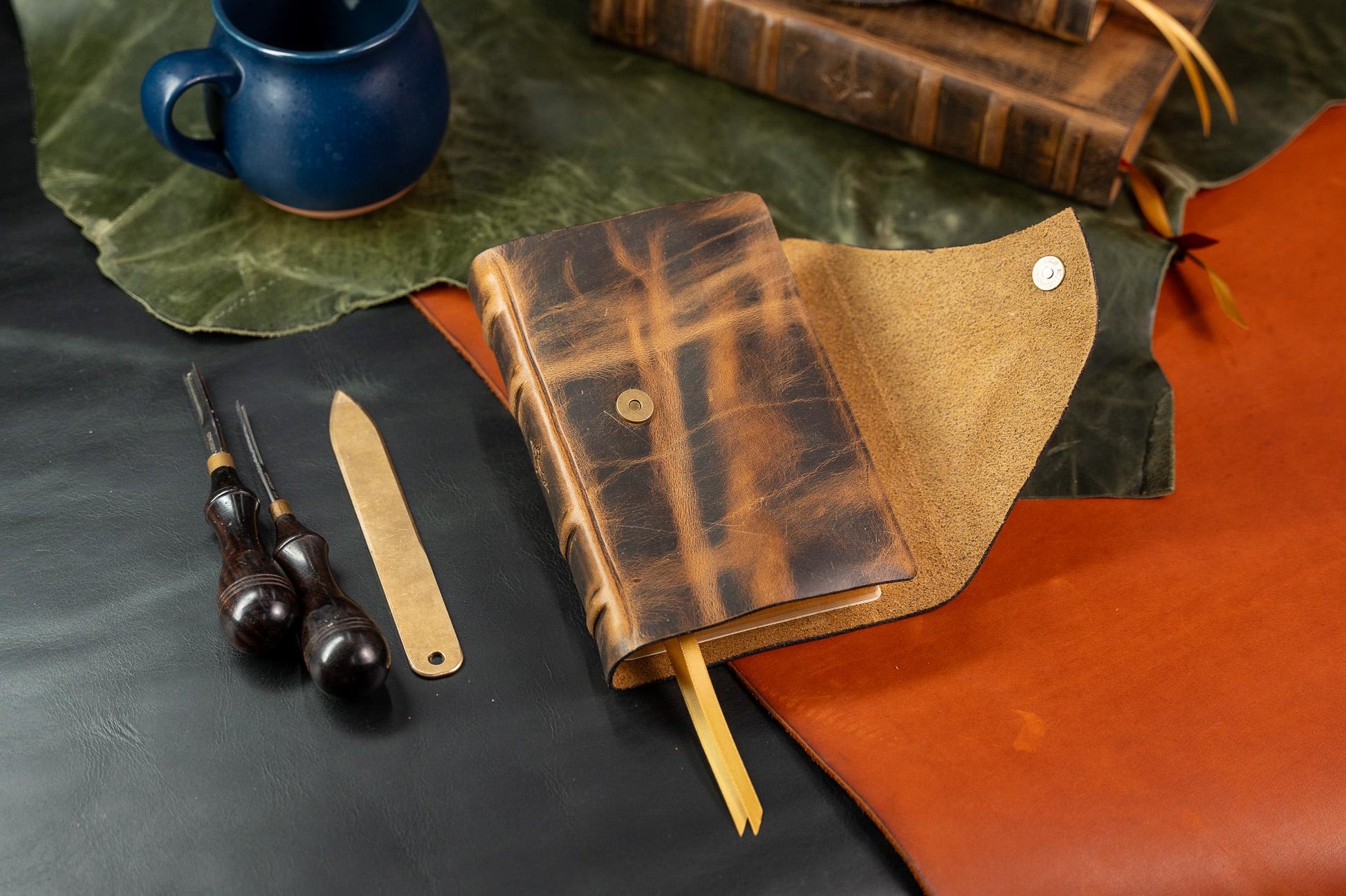 Compact KJV Large Print Bible - Full Grain Leather Magnetic Flap Cover